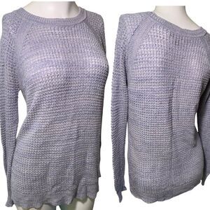 J. Crew Semi-Sheer Knit Raglan Sleeve Crewneck Oversize Sweater XS Heathered